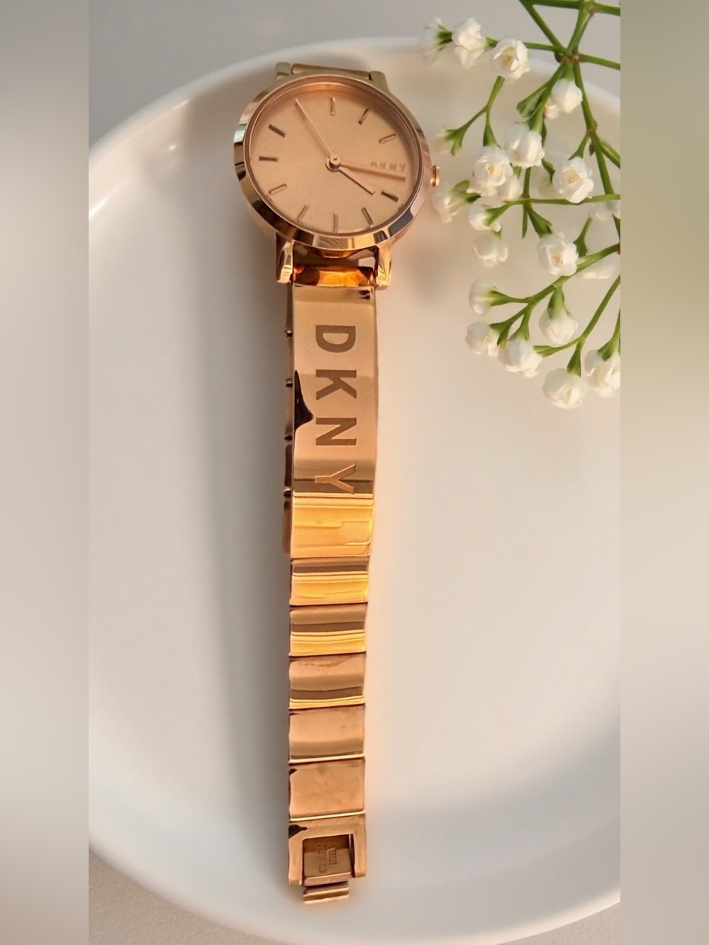 DKNY Rose Gold-Tone Slim Bracelet Watch